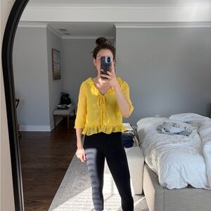 Zara Bright Yellow Ruffle Blouse